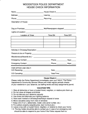 House Check Information Form
