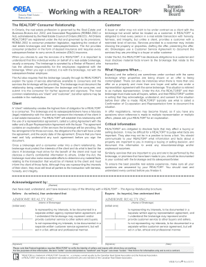 Ontario Real Estate Customer Service Agreement