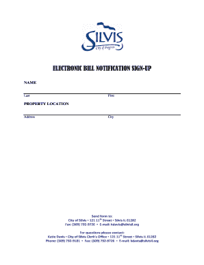 Electronic Bill Notification Sign-Up Form