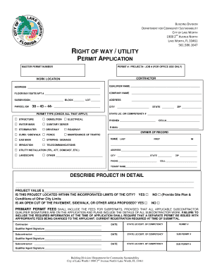 Right of Way Utility Permit Application