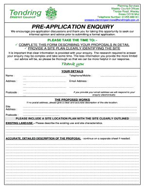 UK Pre-Application Enquiry Form