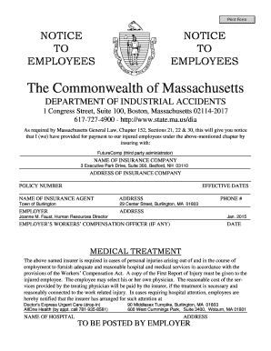 Massachusetts Workers' Compensation Notice