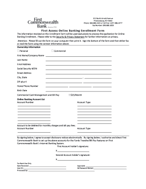 First Access Online Banking Enrollment Form