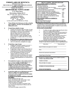 FORMULARIO DE RENUNCIA MULTA Y COSTOS