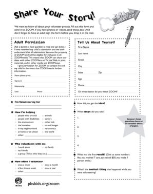 ZOOM Volunteer Project Form