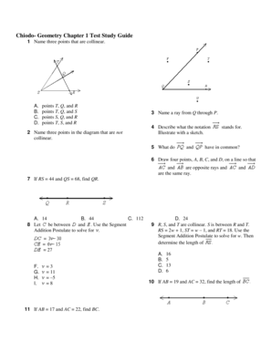 Geometry Chapter 1 Test Study Guide
