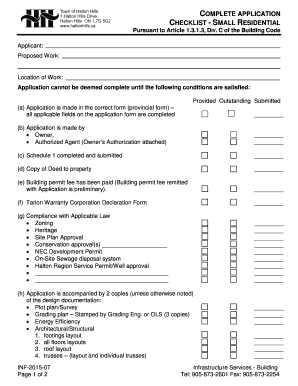 Small Residential Building Permit Application Checklist