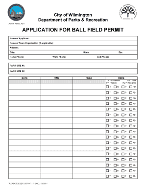Ball Field Permit Application