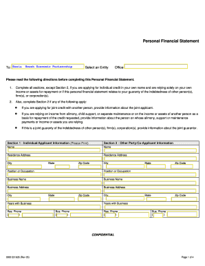 Personal Financial Statement Form