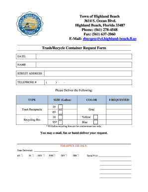 Trash/Recycle Container Request Form