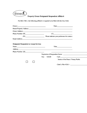 Property Owner Designated Respondent Affidavit