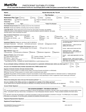 Participant Suitability Form