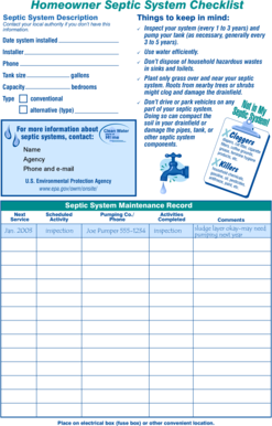 Septic System Maintenance Checklist