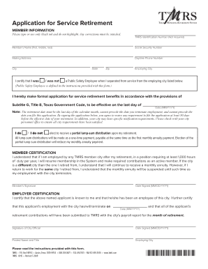 Texas Municipal Retirement System Service Retirement Application