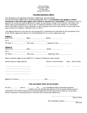 Nonresident Vehicle Registration Affidavit