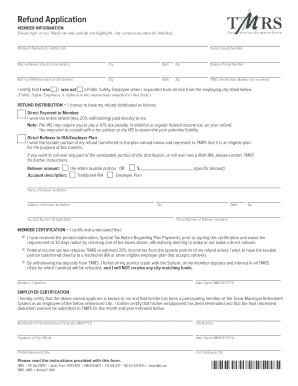 Texas Municipal Retirement System Refund Application