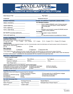 Alternative Investment Suitability Form