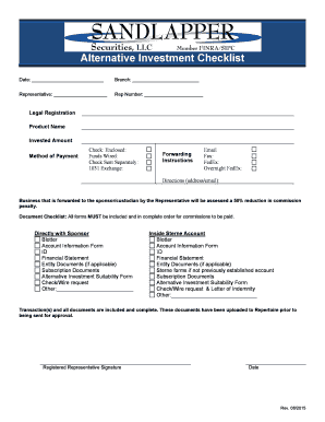 Alternative Investment Checklist