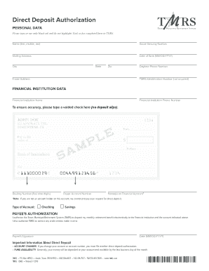 Direct Deposit Authorization Form
