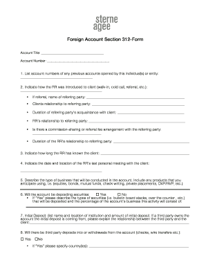 Foreign Account Section 312 Form