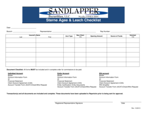 Sterne Agee & Leach Checklist