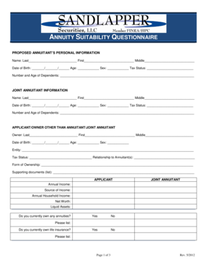 Annuity Suitability Questionnaire