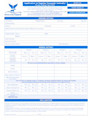 Domestic Animal Registration Form