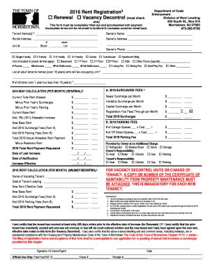 2016 Rent Registration Form
