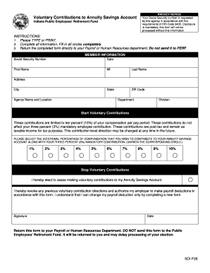 Indiana Annuity Savings Account Contribution Form