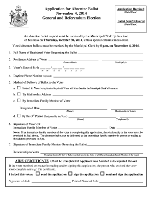 Absentee Ballot Application