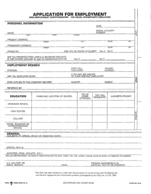 APPLICATION FOR EMPLOYMENT - Nashville Indiana