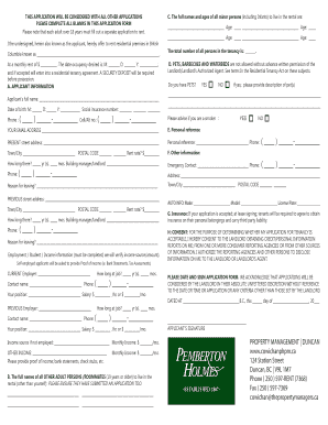 British Columbia Residential Tenancy Application