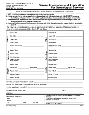 New York State Vital Records Genealogy Application