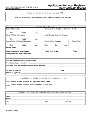 New York Death Record Application