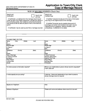 New York Marriage Record Application
