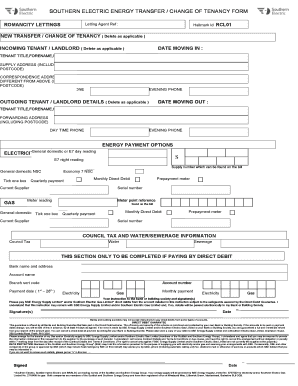Southern Electric Energy Transfer Change of Tenancy Form
