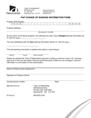 Property Tax Pre-Authorized Payment Change Form