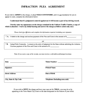 Traffic Infraction Plea Agreement