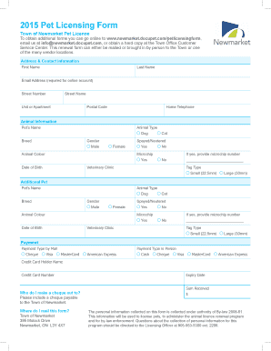 2015 Pet Licensing Form