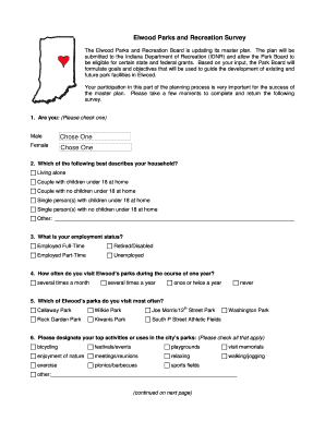 Elwood Parks and Recreation Survey