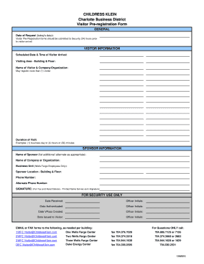 Childress Klein Visitor Pre-Registration Form