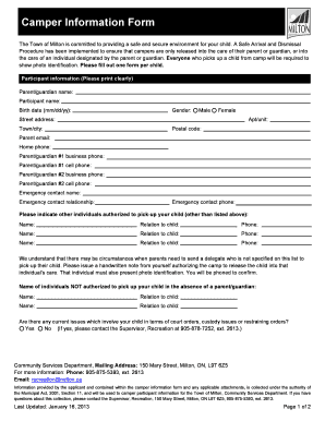 Camper Information Form