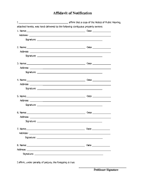 Affidavit of Notification