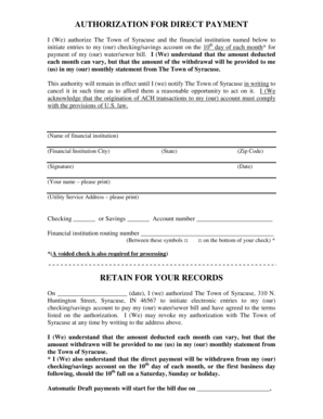 Authorization for Direct Payment