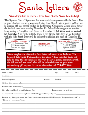 Santa Letter Request Form