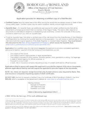 New Jersey Vital Record Application