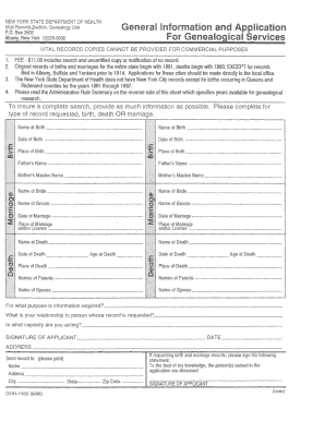 New York State Genealogy Vital Records Application