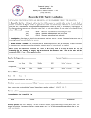 Residential Utility Service Application