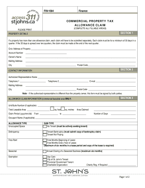 Commercial Property Tax Allowance Claim