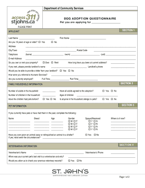 Dog Adoption Questionnaire
